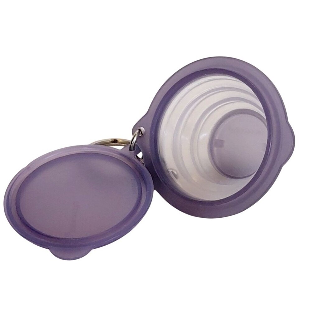 Tupperware Flat Out Bowl Key Chain Ring Collapsible Miniature with Lid - Picture 2 of 3